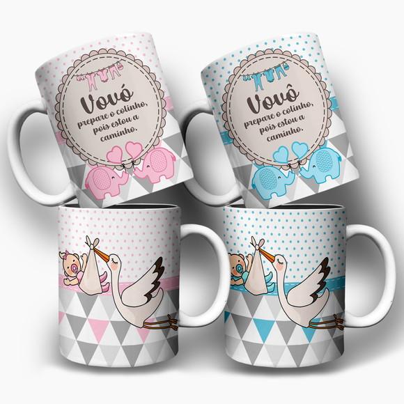 Arte Caneca Revelação Gravidez Vovó e Vovô Prepare o Colinho