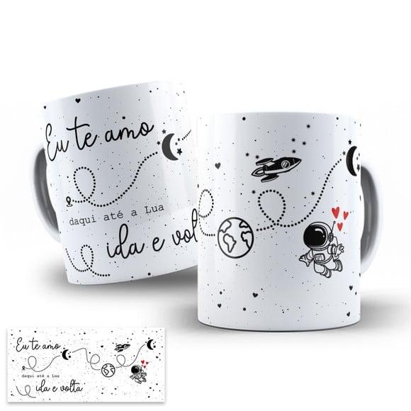 Arte Digital para Caneca Namorados Eu Te Amo Daqui até a Lua