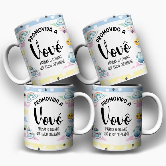 Arte para Caneca Revelação Gravidez Promovidos a Vovó e Vovô