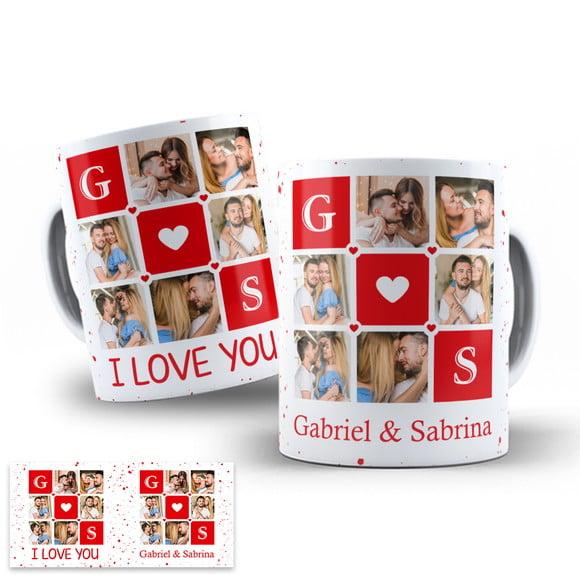Arte Digital para Caneca Namorados Mosaico de Fotos