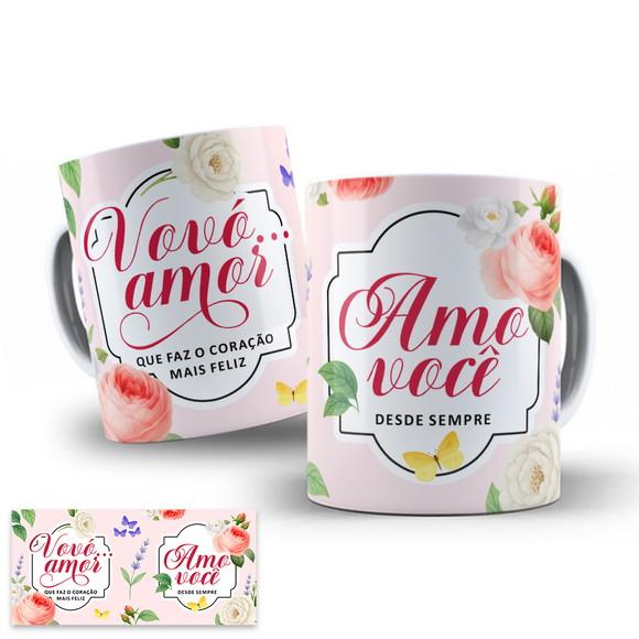 Arte Digital para Caneca Vovó Amo Você