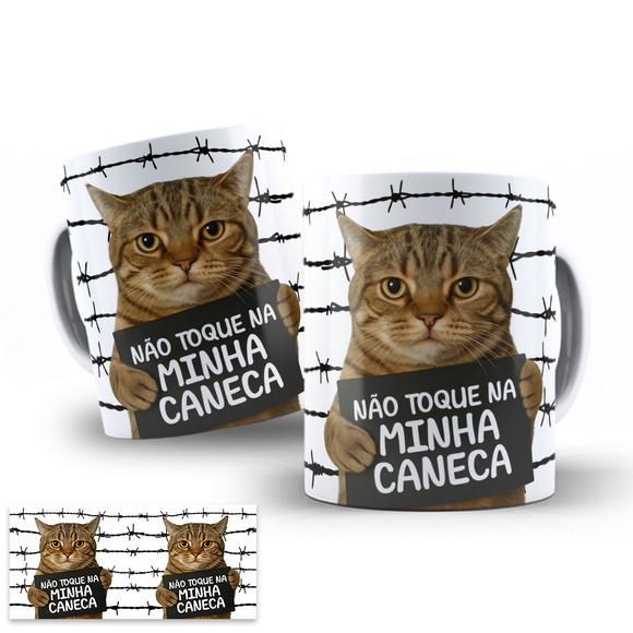 Arte Digital para Caneca Gato Não Toque na Minha Caneca