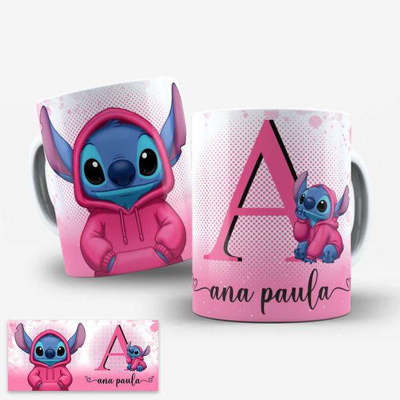 Arte Digital para Caneca Stitch Alfabeto Rosa