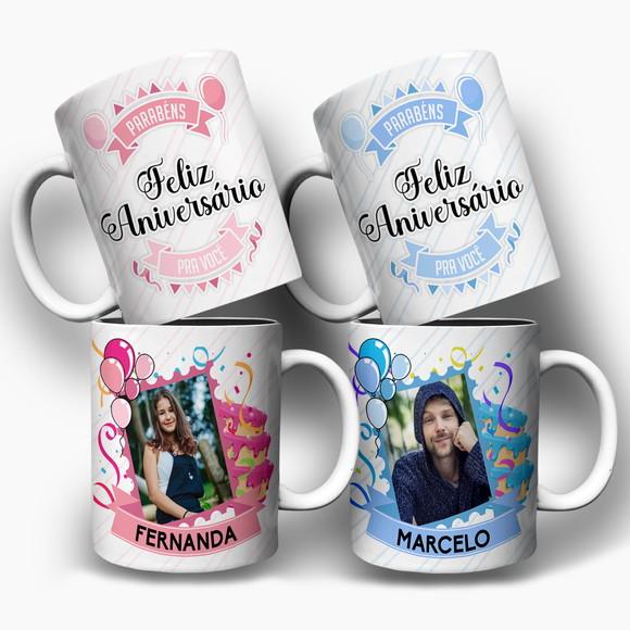 Arte Digital para Caneca Feliz Aniversário (2 Artes)