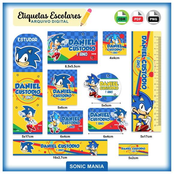 Arquivo Digital Etiqueta Escolar Sonic Mania