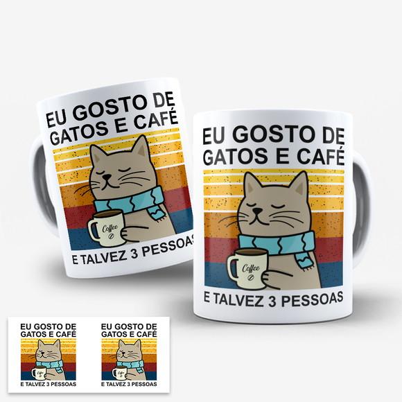Arte Digital para Caneca Eu Gosto de Gatos e Café