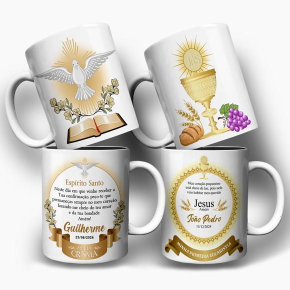 Arte Digital para Caneca Minha Crisma e Primeira Eucaristia