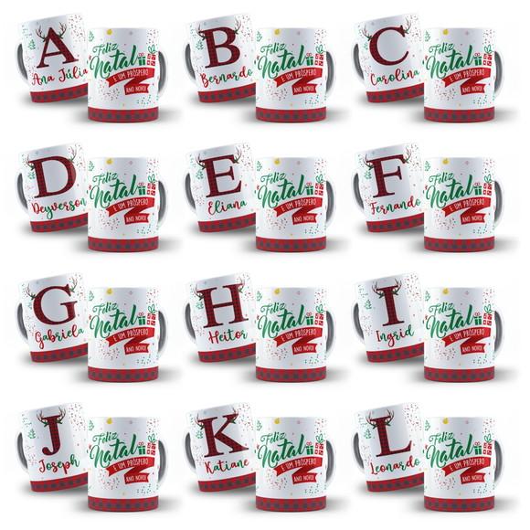 Pacote de Artes para Caneca Natal Alfabeto Xadrez
