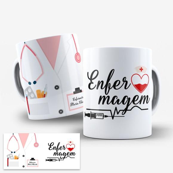 Arte Digital para Caneca Enfermeira Enfermagem