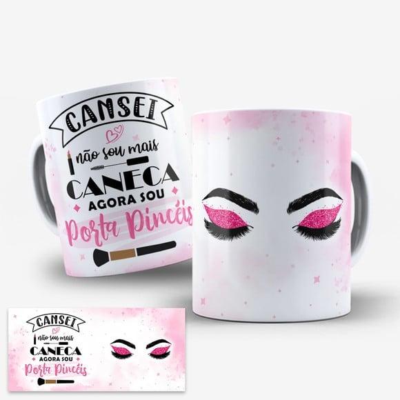 Arte Digital para Caneca Maquiadora Maquiagem Porta Pincéis