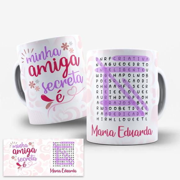 Arte Digital para Caneca Amiga Secreta Amiga Oculta