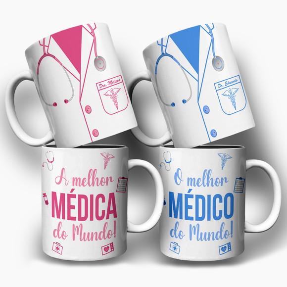 Arte Digital para Caneca Médica e Médico Jaleco Medicina
