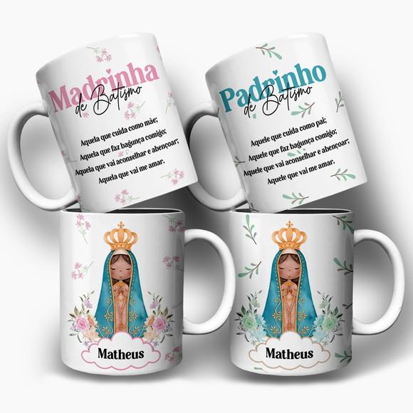Arte Caneca Padrinhos de Batismo Dindo e Dinda Nossa Senhora