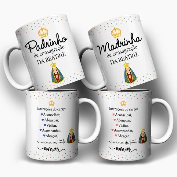 Arte Caneca Padrinhos Dindo e Dinda Nossa Senhora