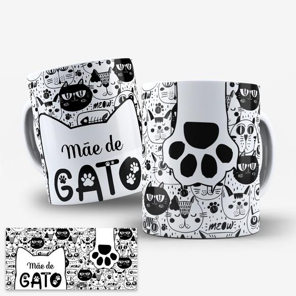 Arte Digital para Caneca Mãe de Gato e Pai de Gato