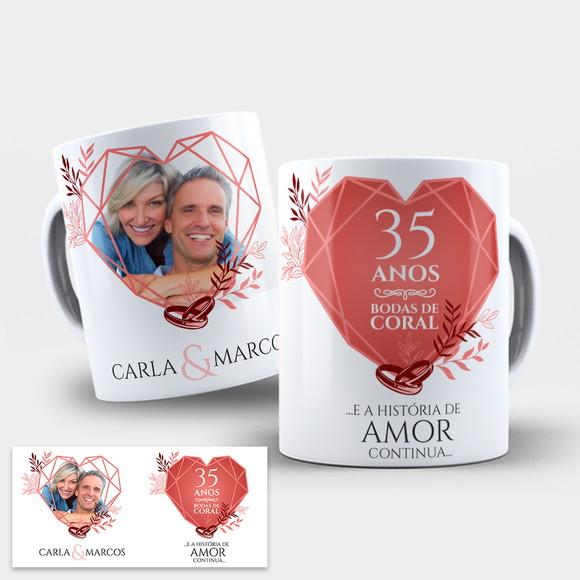 Arte para Caneca 35 Anos de Casados Bodas de Coral