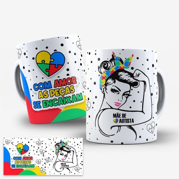 Arte Digital para Caneca Autismo Mãe de Autista