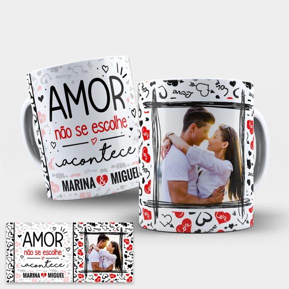 Arte Digital Caneca Namorados Amor Não se Escolhe