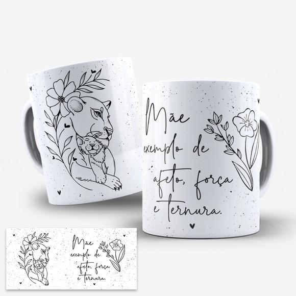Arte Digital Caneca Dia das Mães Leoa com Filhote