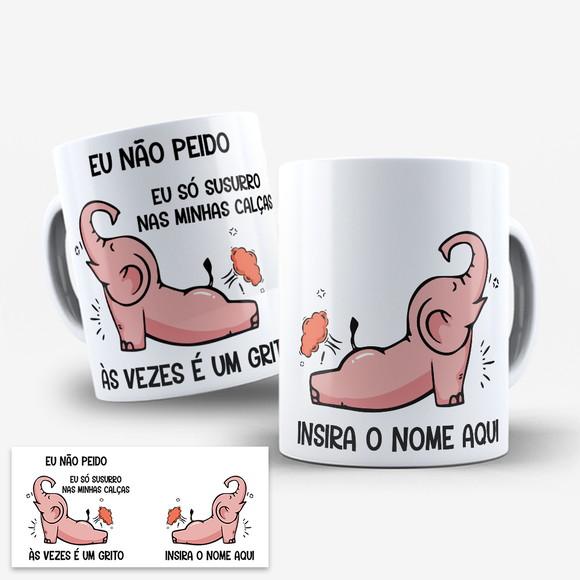 Arte Digital Caneca Elefante Eu Não Peido