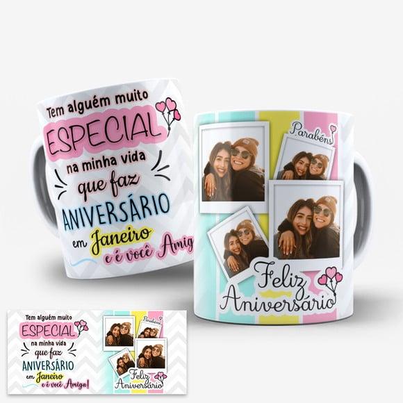 Arte Digital Caneca Amizade Feliz Aniversário Amigas