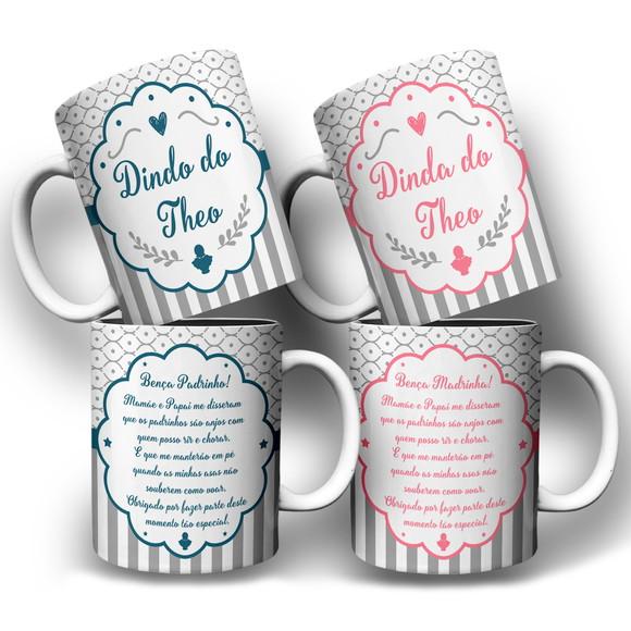 Arte Caneca para Padrinhos de Batismo - Dindo e Dinda