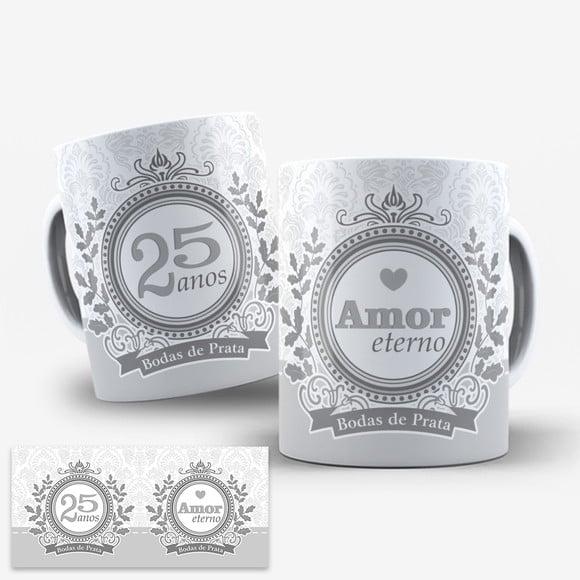 Arte Digital para Caneca Bodas de Prata