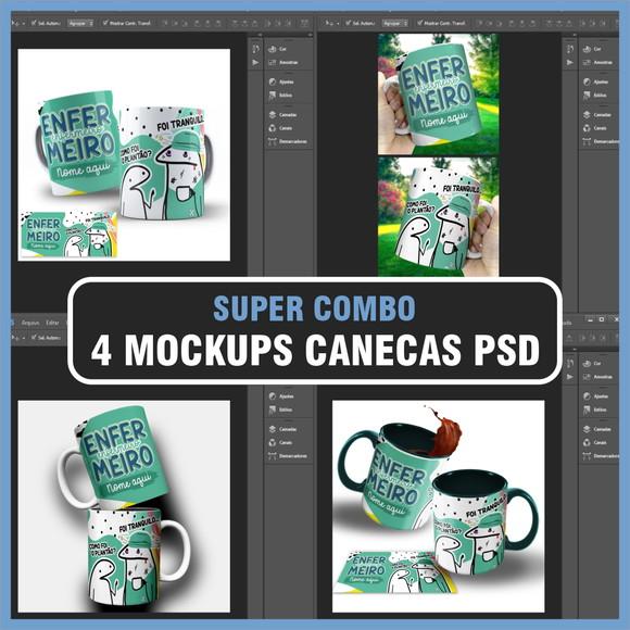 Mockup para Canecas Psd - Super Combo com 4 Mockups