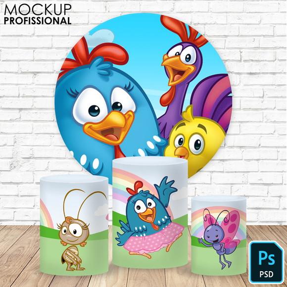 Mockup de Decoração de Festa - Painel e Cilindros Psd
