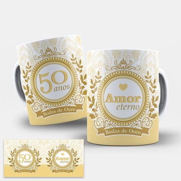 Arte Digital para Caneca Bodas de Ouro