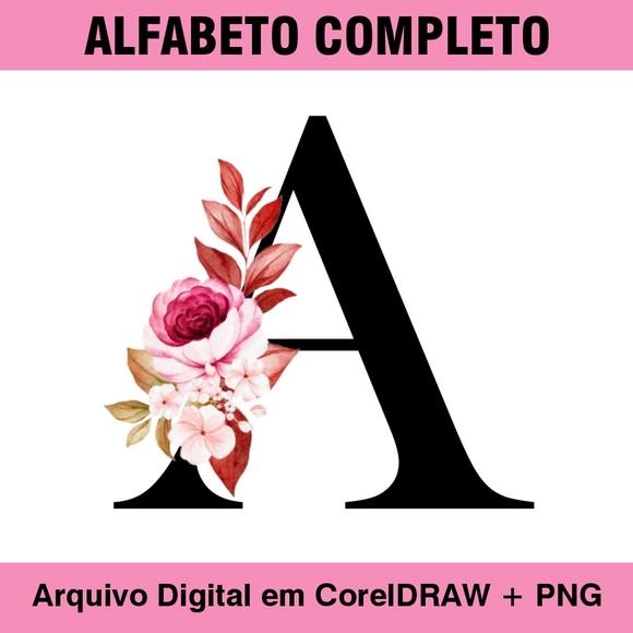Arte Digital Alfabeto Floral para Caneca (corel e Png)