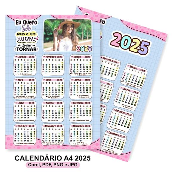 Arte Calendário 2025 com Foto Tamanho A4 (arquivo Digital)