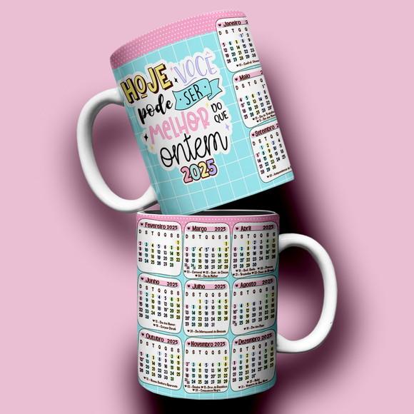 Arte Caneca Calendário 2025 - Frases Motivacionais