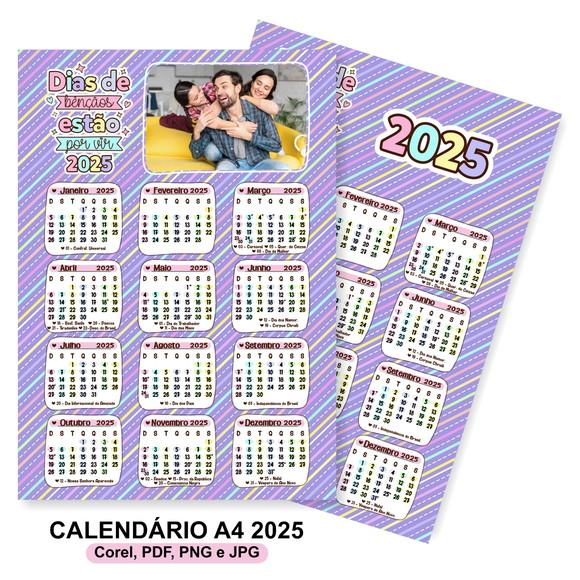 Arte Calendário 2025 com Foto Tamanho A4 (arquivo Digital)