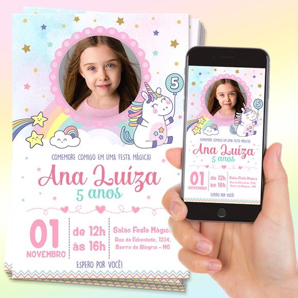 Convite Virtual Unicornio (com Foto)