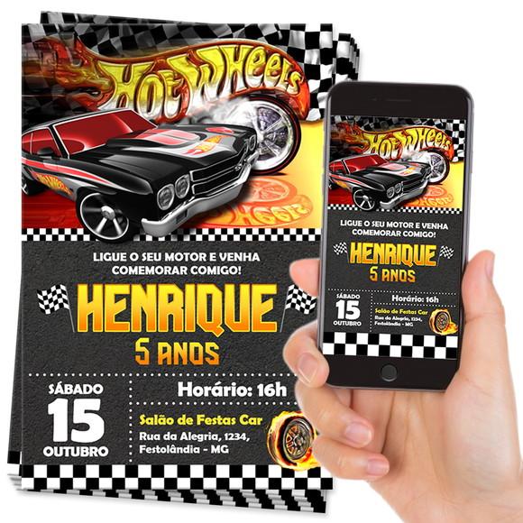 Convite Digital Aniversário Infantil Hot Wheels