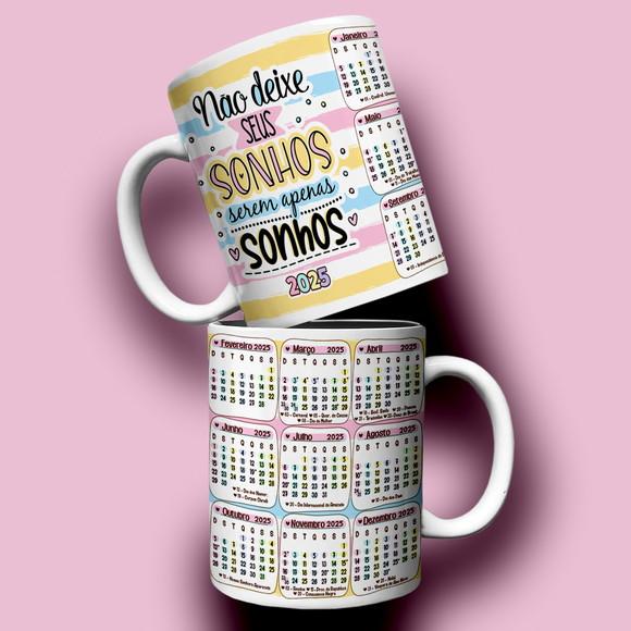 Arte Caneca Calendário 2025 - Frases Motivacionais
