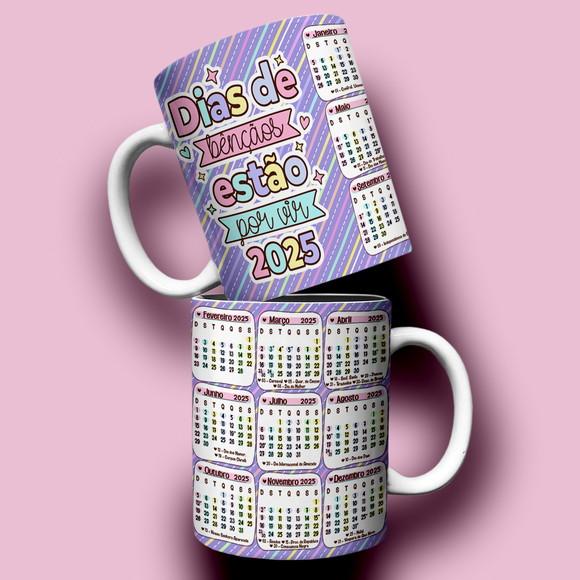 Arte Caneca Calendário 2025 - Frases Motivacionais