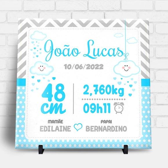 Arte para Azulejo Personalizado Nascimento Menino