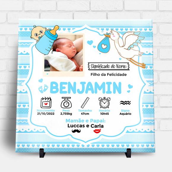 Arte para Azulejo Personalizado Nascimento - Menino e Menina