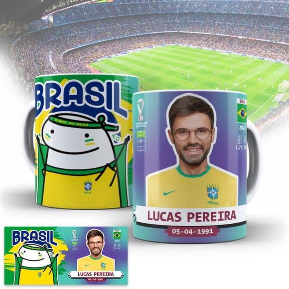 Arte Caneca Figurinha Brasil Copa Do Mundo Qatar 2022