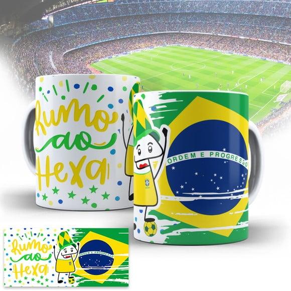 Arte Caneca Brasil Copa Qatar 2022 - Flork Torcedor