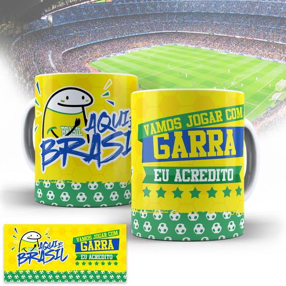 Arte Caneca Brasil Copa Qatar 2022 - Flork Torcedor