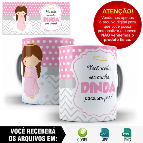 Arte Caneca para Padrinhos de Batismo - Dindo e Dinda