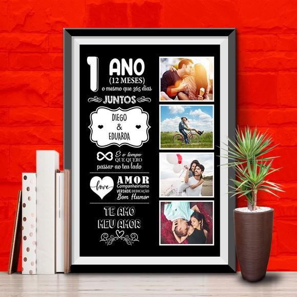Arte Quadro Presente 1 Ano de Namoro - Arte Digital