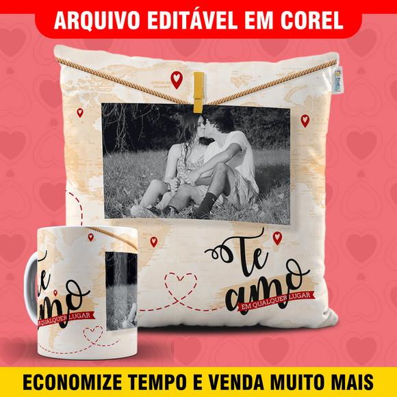 Arte para sublimação dia dos namorados Kit Caneca e Almofada