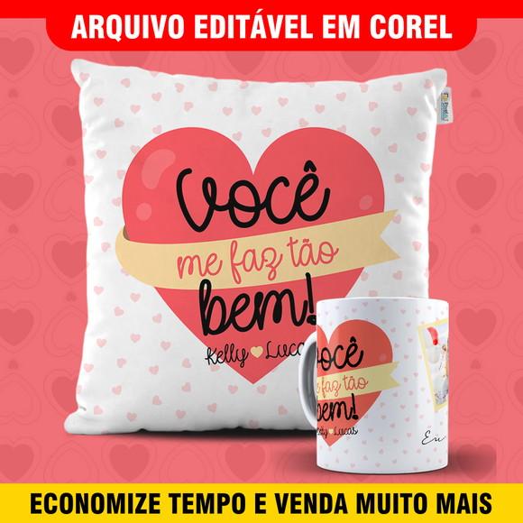Arte para sublimação dia dos namorados Kit Caneca e Almofada