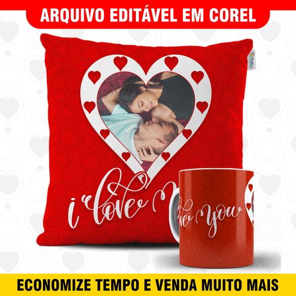 Arte para sublimação dia dos namorados Kit Caneca e Almofada