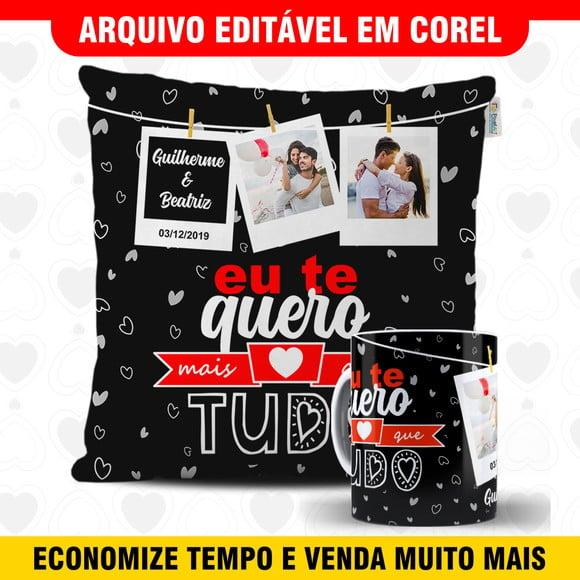 Arte para sublimação dia dos namorados Kit Caneca e Almofada