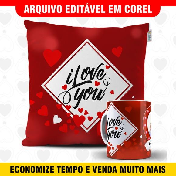 Arte para sublimação dia dos namorados Kit Caneca e Almofada